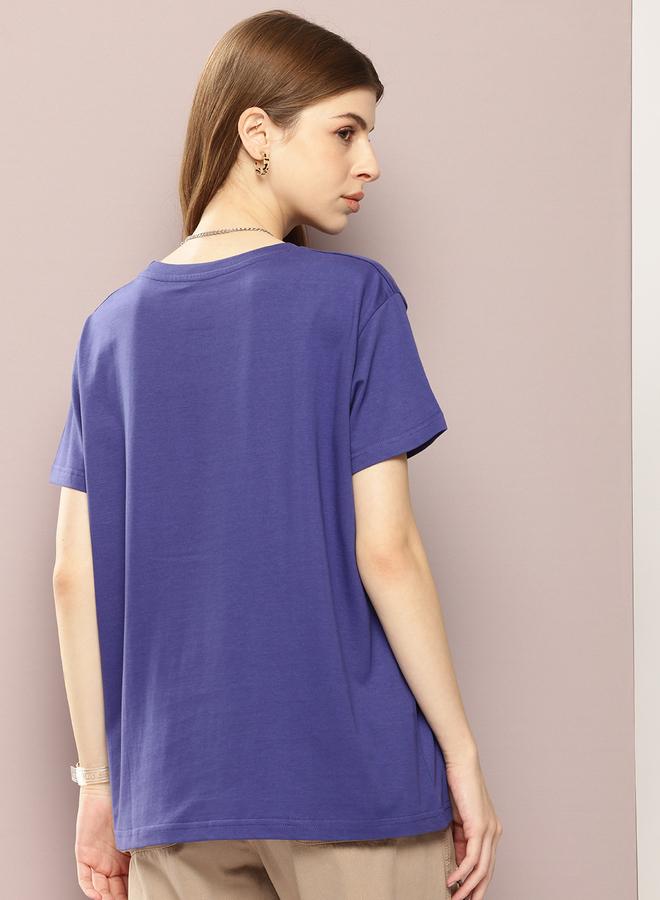 Dillinger Women Blue Boxy Fit Embossed Print T-Shirt - Image 3